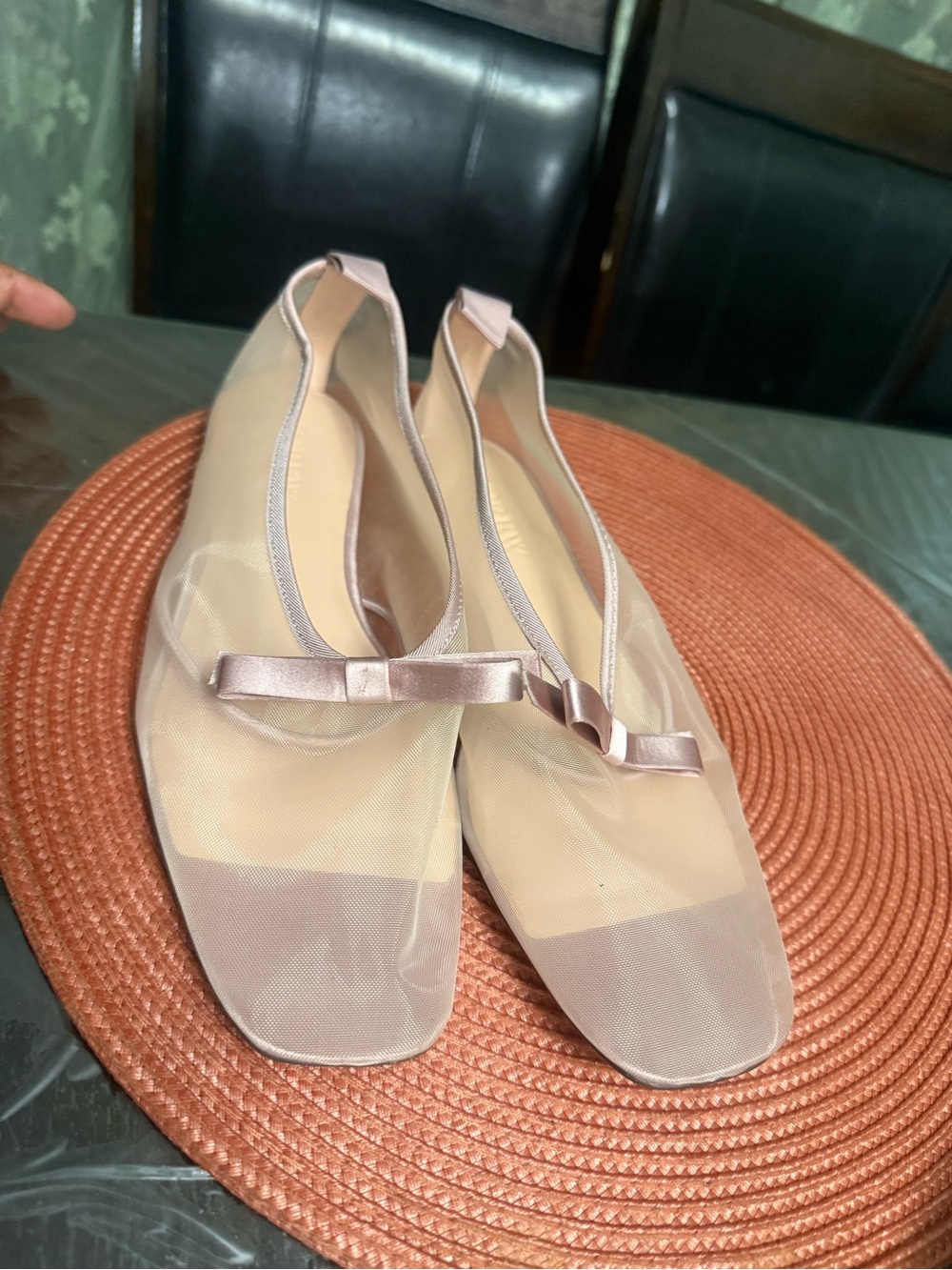 Nib J Crew warm blush pink mesh square toe ballet flats with bow